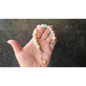 Multicolored Pastel Beaded Adjustable Silver Tone Bracelet Costume Jewelry